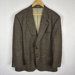 Holt Renfrew Brown Plaid Sport Coat‎ Blazer Men’s 46 Alpaca Wool Canada